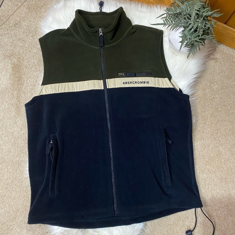 Abercrombie And Fitch Men's Y2K Winter Zip Up Down Fleece Vest Jacket Large